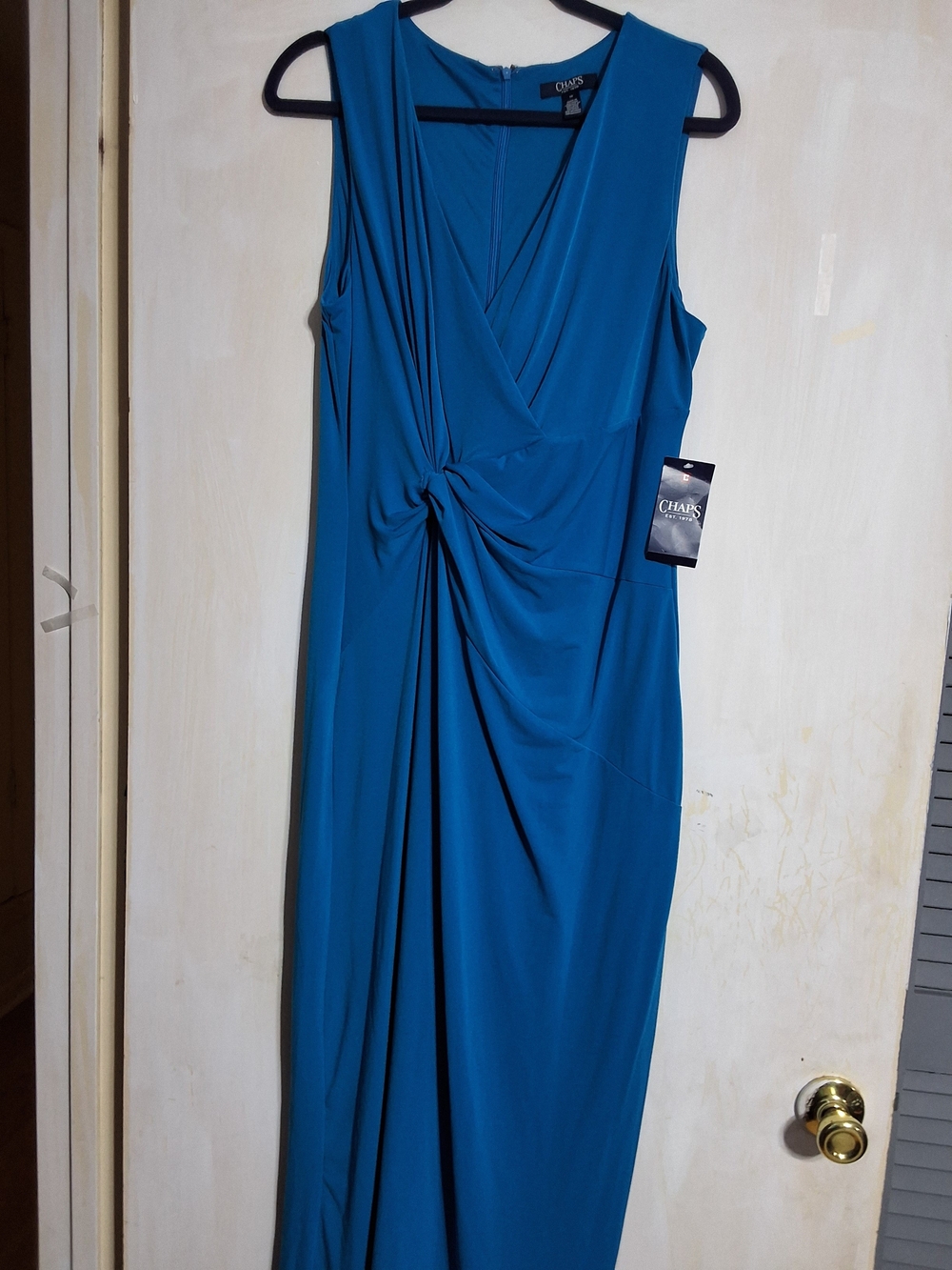 Chaps Blue Twist-Front Sleeveless Maxi Dress